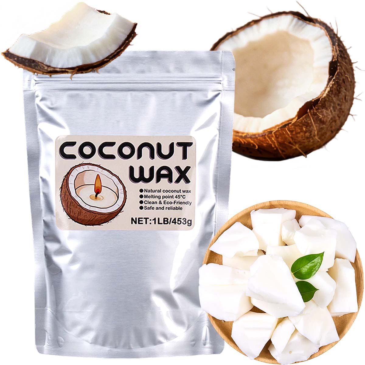 Coconut Wax Flake - Cire de coco blanche 1LB, cire