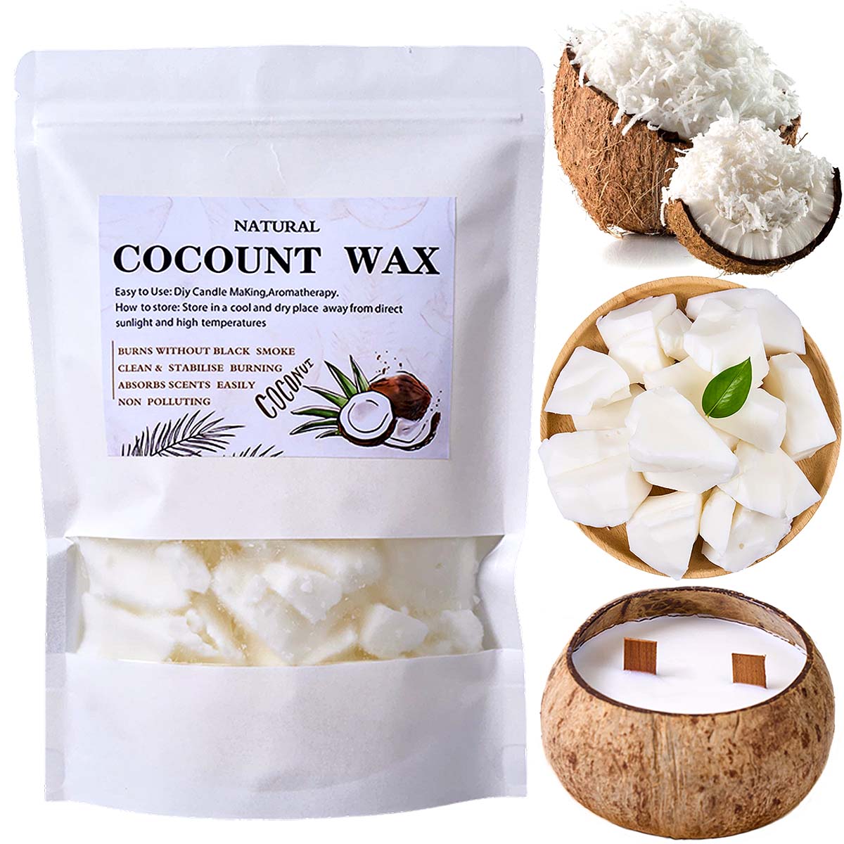 Cire de coco naturelle 1LB, ma - Coconut Wax Flake avis et prix